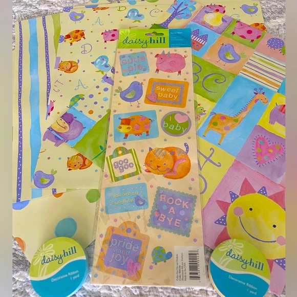 🍼 DAISY HILL “SWEET BABY” STICKERS & SCRAPBOOK PAPER BUNDLE. RETIRED DESIGN! - Picture 1 of 7